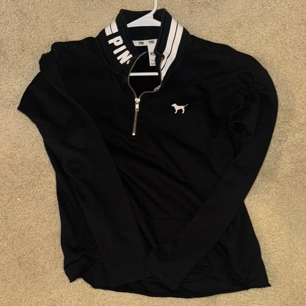 PINK Victoria's Secret Black Quarter-Zip Pullover